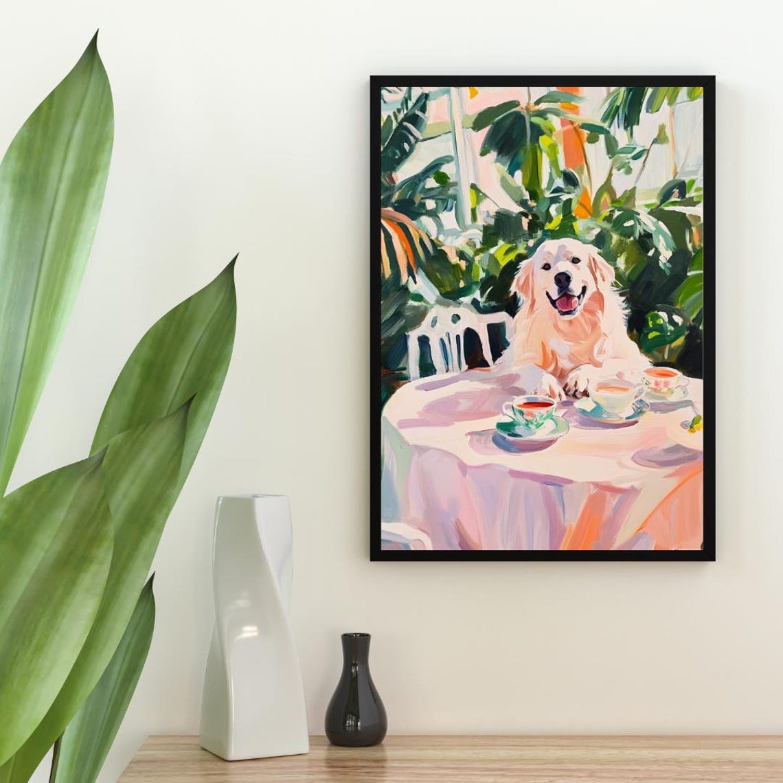 Funny Great Pyrenees Cafe Table Afternoon Tea Party Dog Poster - Image 2