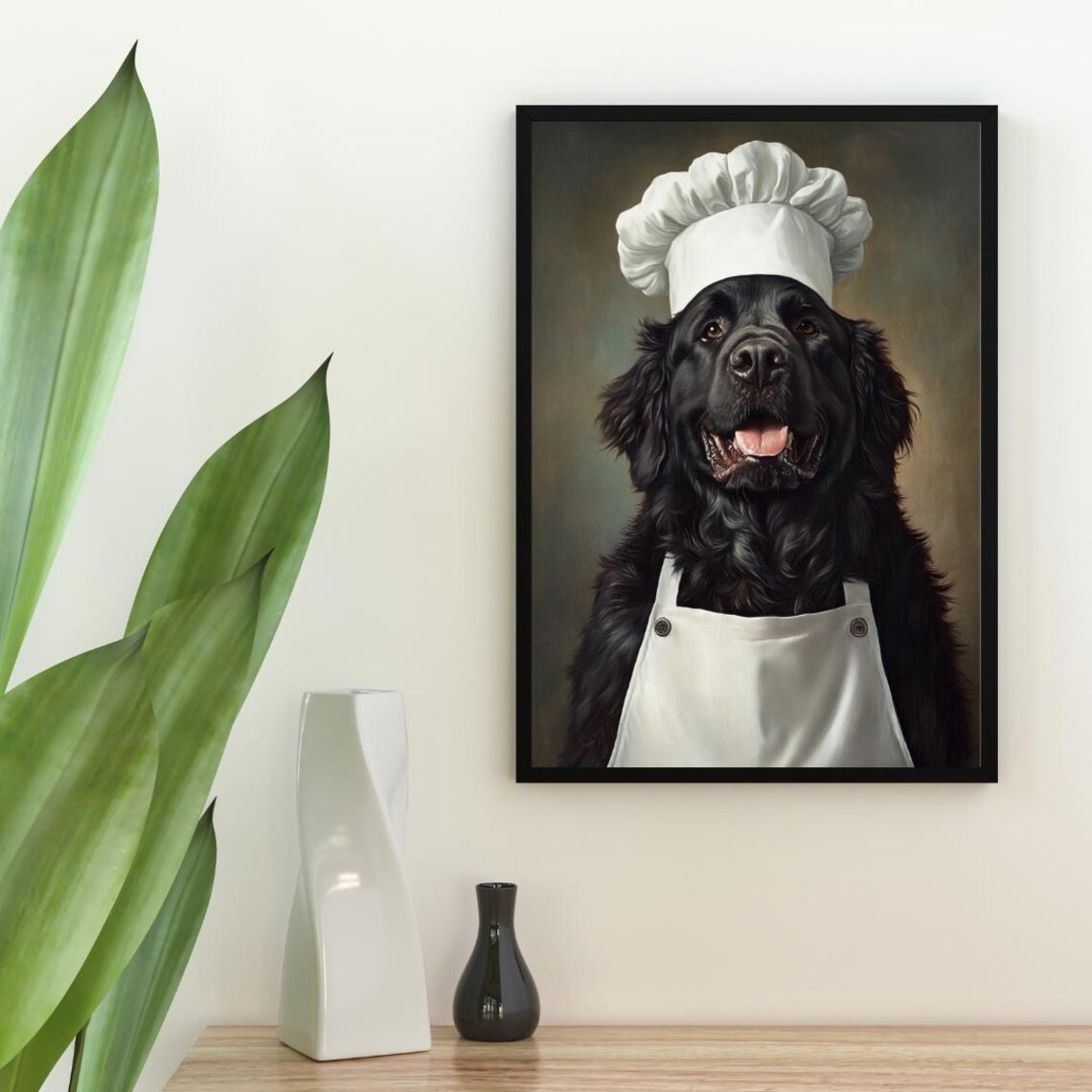 Newfoundland in Chef's Hat Dog Kitchen Art Print - Image 2