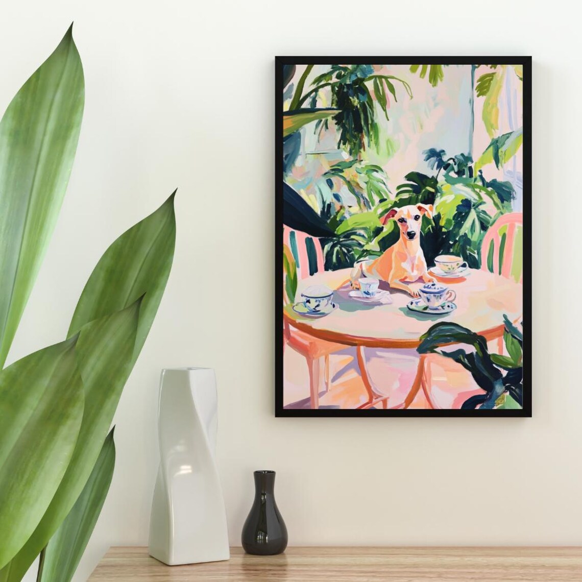 Retro Italian Greyhound Poster Greyhound Oil Painting Vintage Greyhound Poster Dog Dining Room Wall Art Retro Dog Poster Pet Poster - Image 2