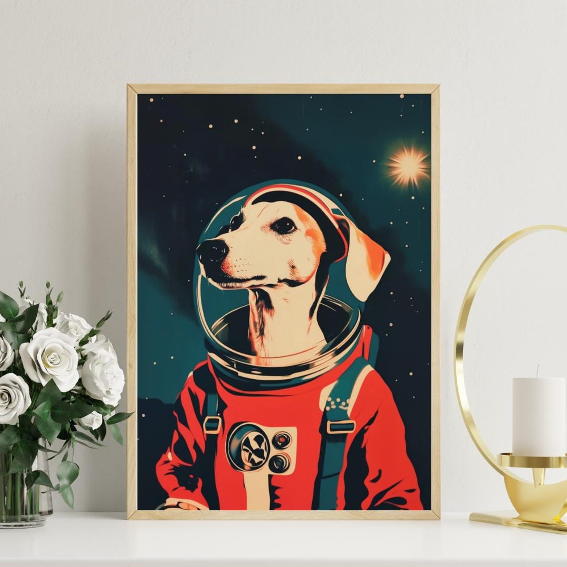 Whippet Astronaut Retro Space Dog Pop Art Portrait Poster Gift - Image 3