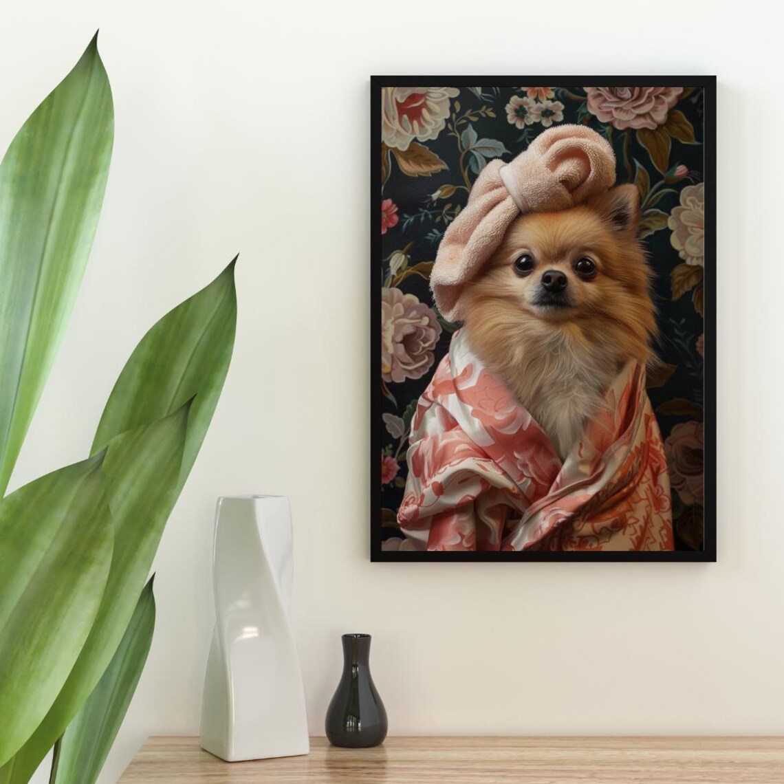 Pomeranian In Bathrobe Poster Dog Poster Pomeranian Bathroom Print Dog Wall Art Pomeranian Portrait Pet Poster Dog Bathroom Poster - Image 2