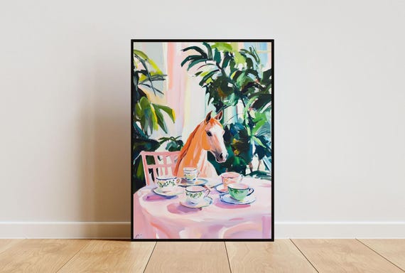 Retro Horse Poster Horse Oil Painting Vintage Horse Poster Animal Dining Room Wall Art Retro Animal Poster Funny Horse Wall Art Horse