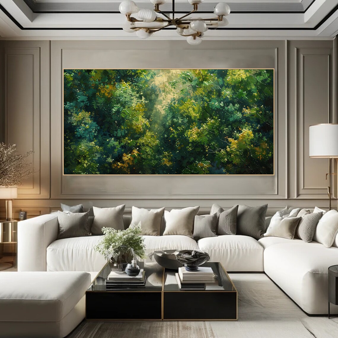 Lush Green Forest Oil Painting, Custom Nature Art Print - Image 3