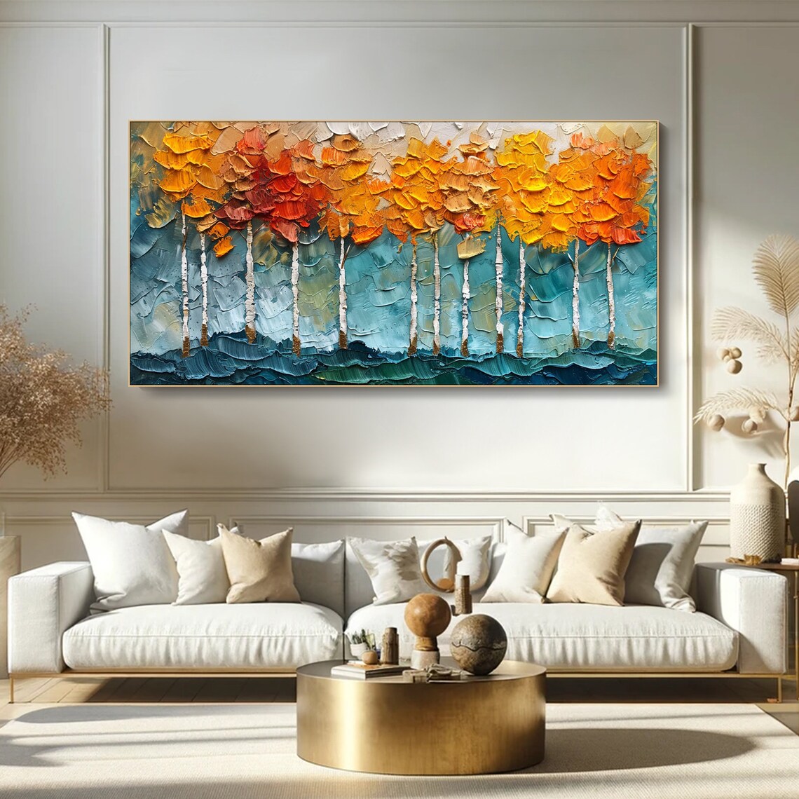 Autumn Forest Oil Painting, Abstract Tree Landscape - Image 2