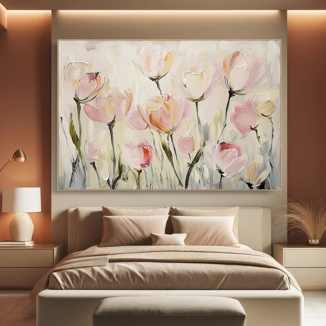 Blush Pink Tulips Soft Pastel Floral Impasto Elegant Art Poster - Image 5