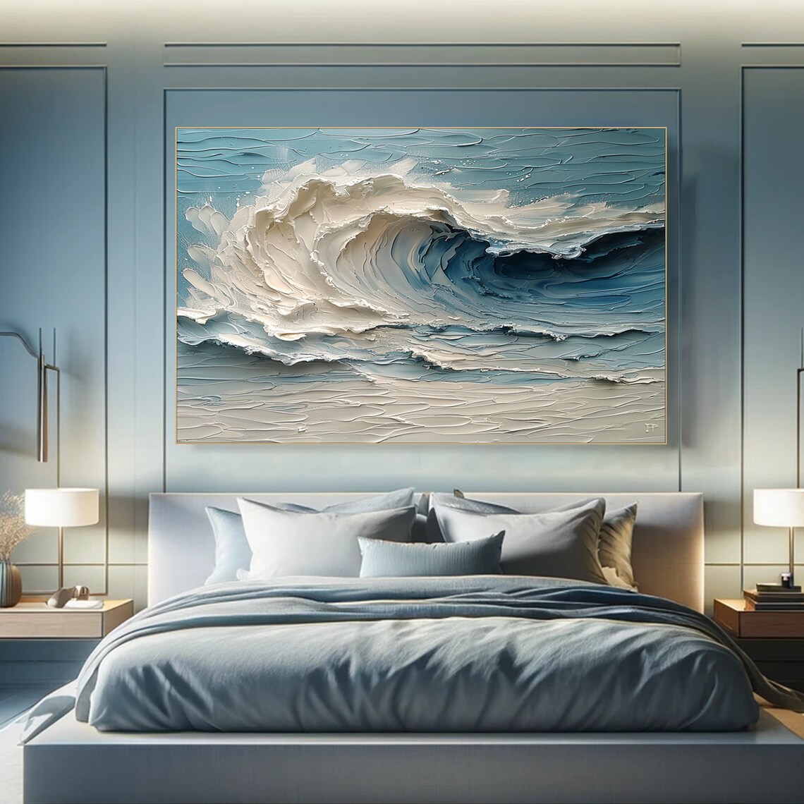 Blue Ocean Wave, Minimalist Contemporary Art Print - Image 2