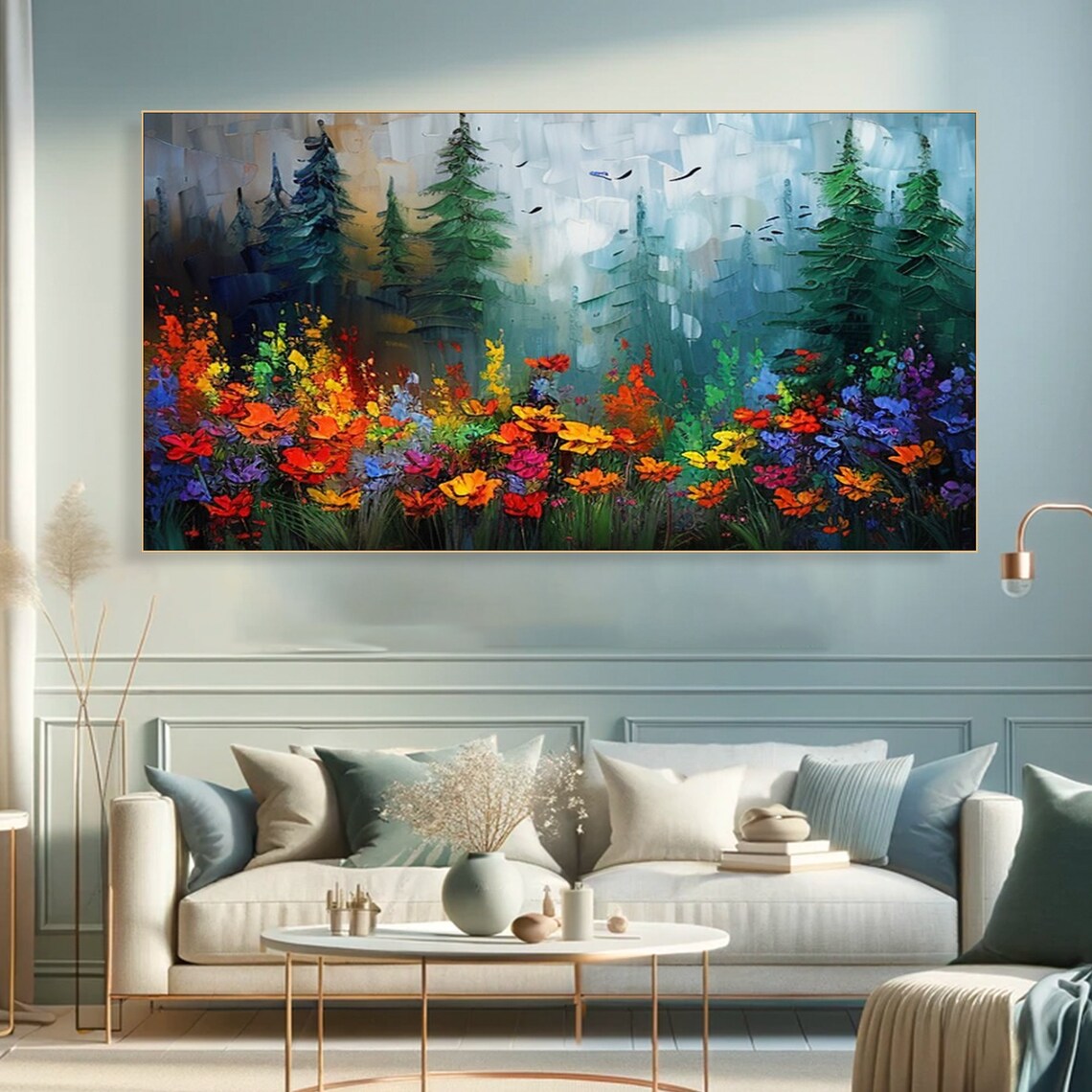 Colorful Forest Tree Art Print, Contemporary Landscape - Image 4