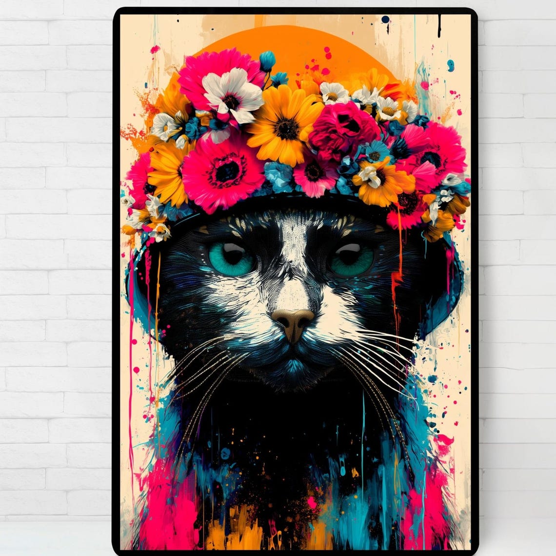 Floral Cat Illustration Art Print