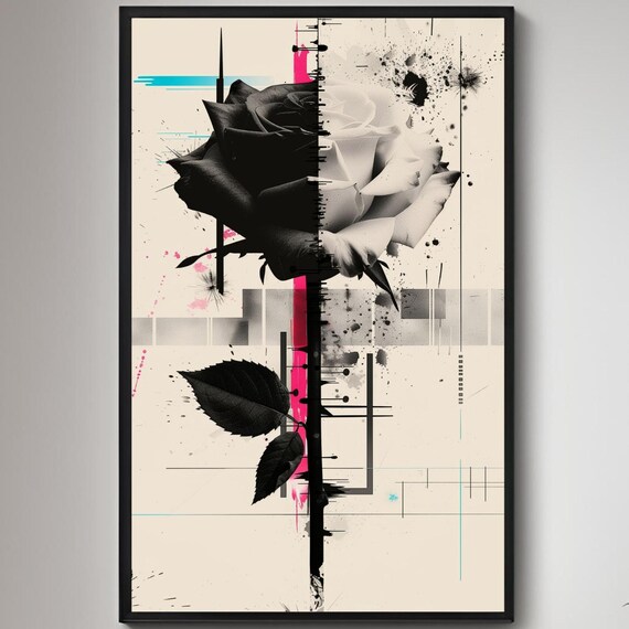 Contemporary Rose Design Poster Minimalist Wall Art Illustration Print