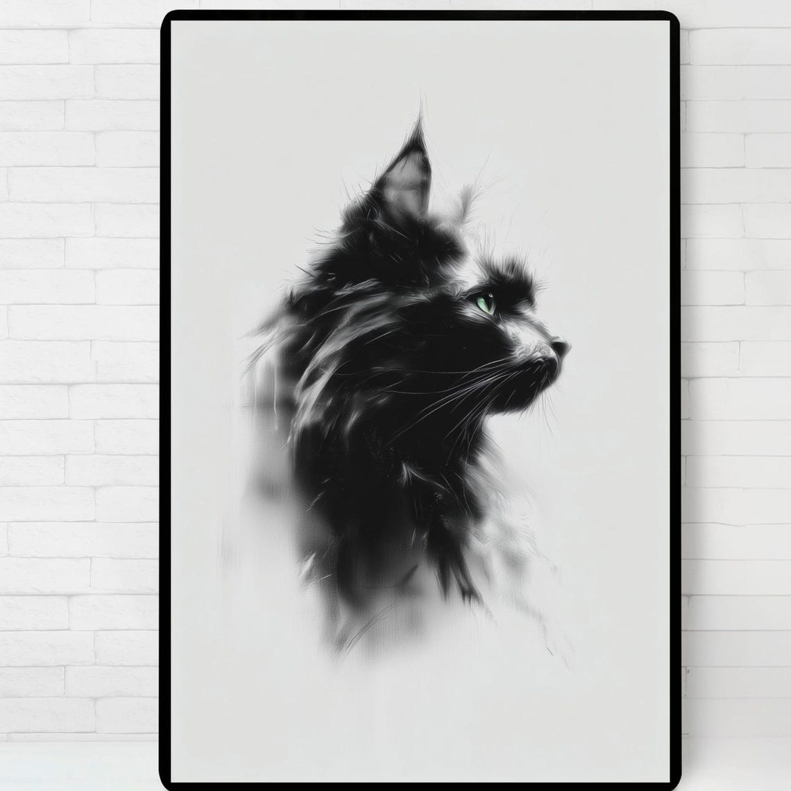 Mystical Cat Portrait Poster Illustration Print Wall Art Instant