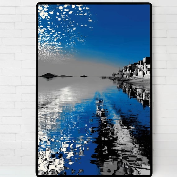 Deep Blue Coastal Seascape Minimalist Ocean Calm Water Poster