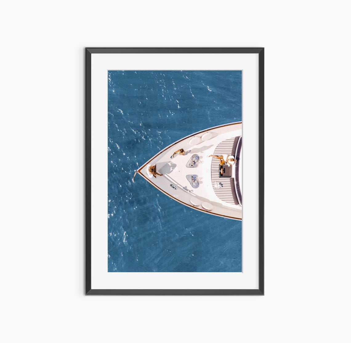 Luxury Yacht Bow Summer Sunbathers Aerial Ocean Photo Wall Art