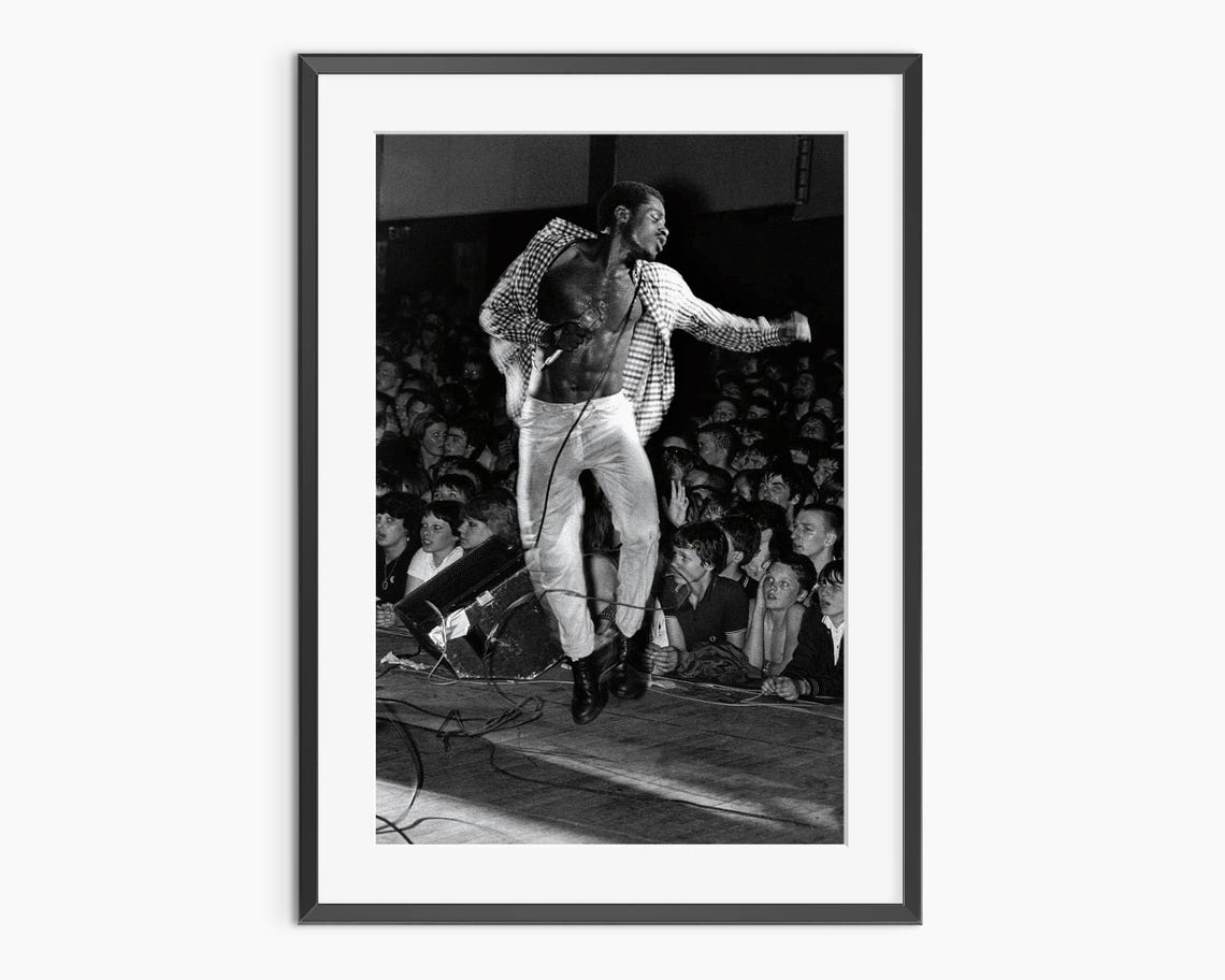 Black And White Live Concert Photography Print Singer Leaping Stage
