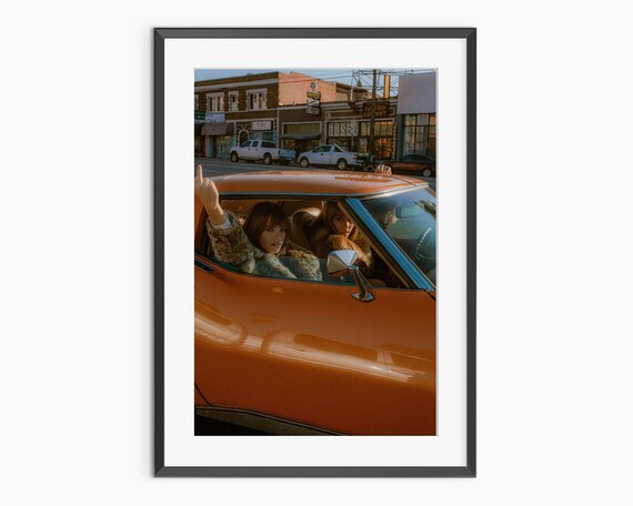 Rebel Girls in Vintage Convertible Retro Attitude Photography Poster