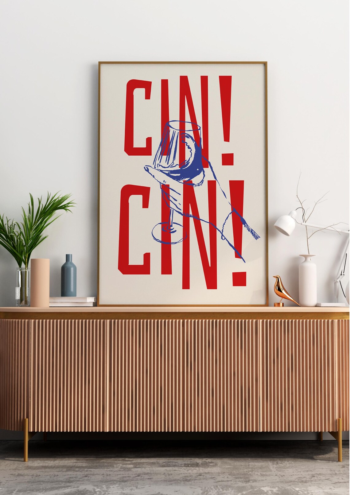 Cin Cin Typographic Poster, Wine Glass - Image 3
