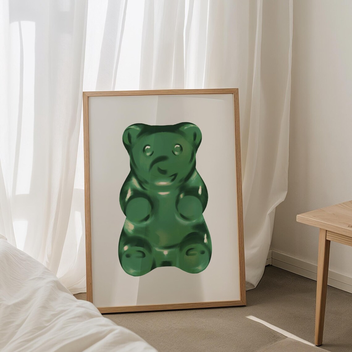 Glossy Green Gummy Bear Pop Candy Fun Trendy Kids Room Poster