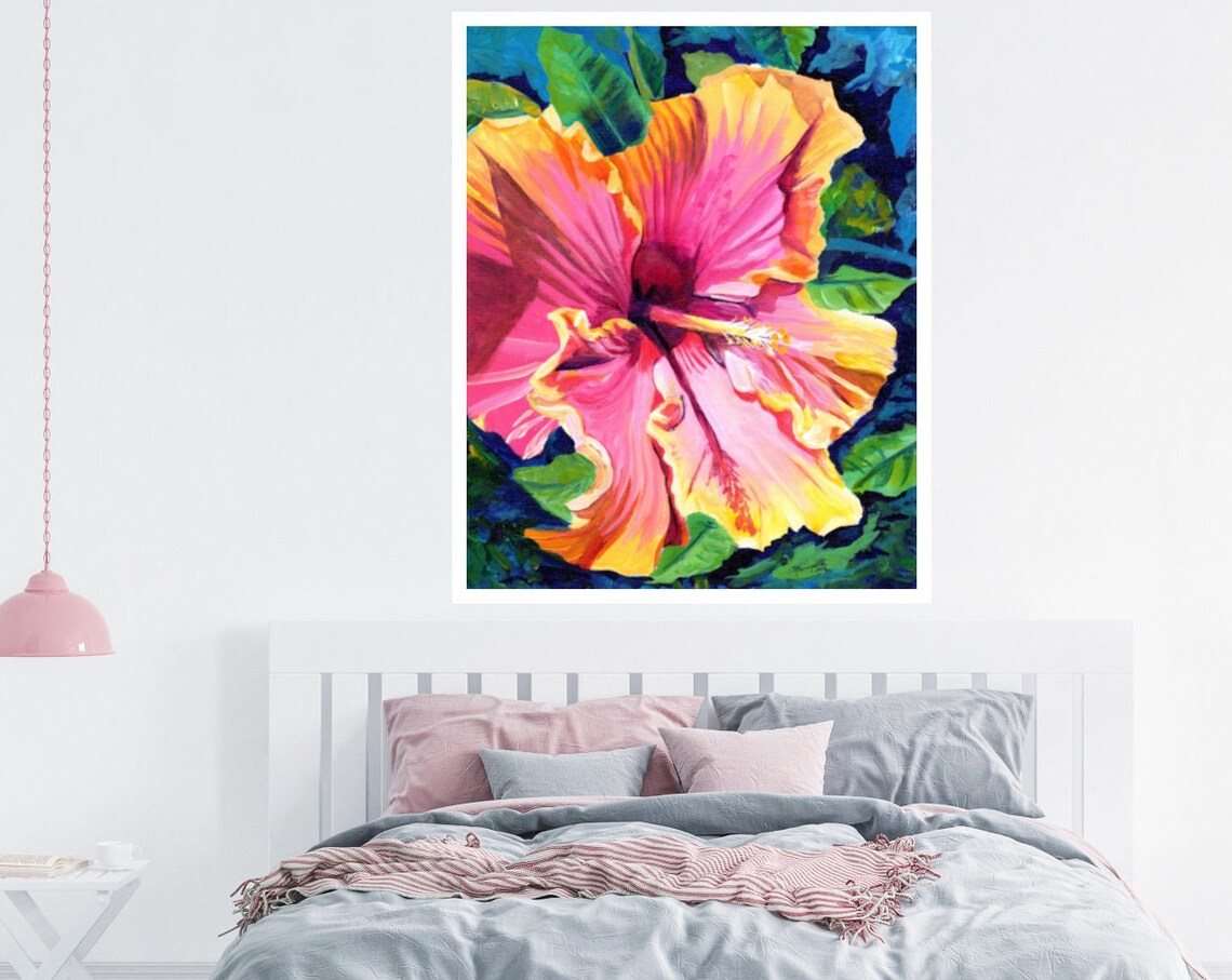 Hibiscus Tropical Art Print, Kauai Hawaiian Decor