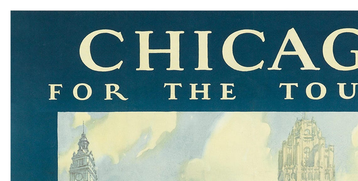 Chicago for the Tourist Illinois Central Railroad Vintage Poster - Image 2