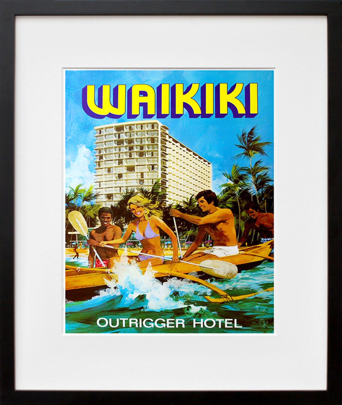 Waikiki Hawaii Retro Travel Poster, Beach Decor - Image 2