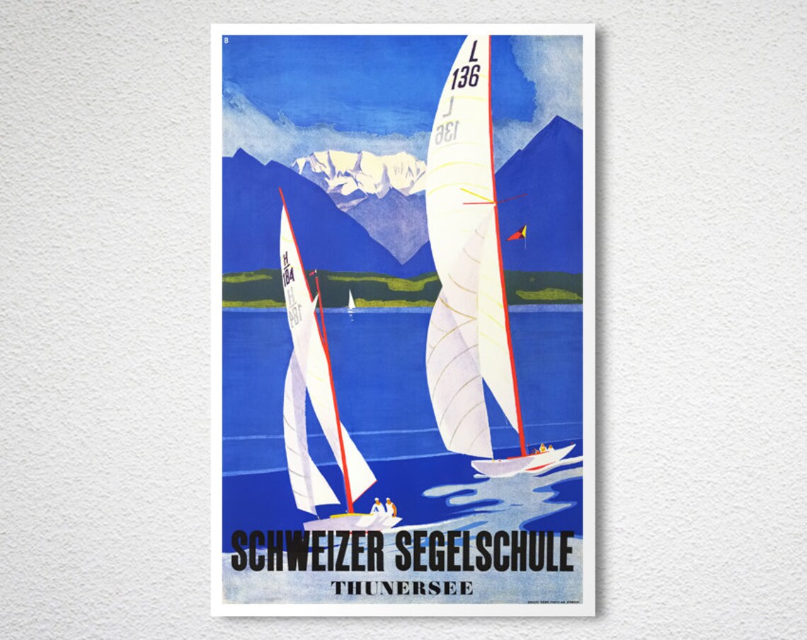Schweizer Segelschule Vintage Travel Poster - Image 2