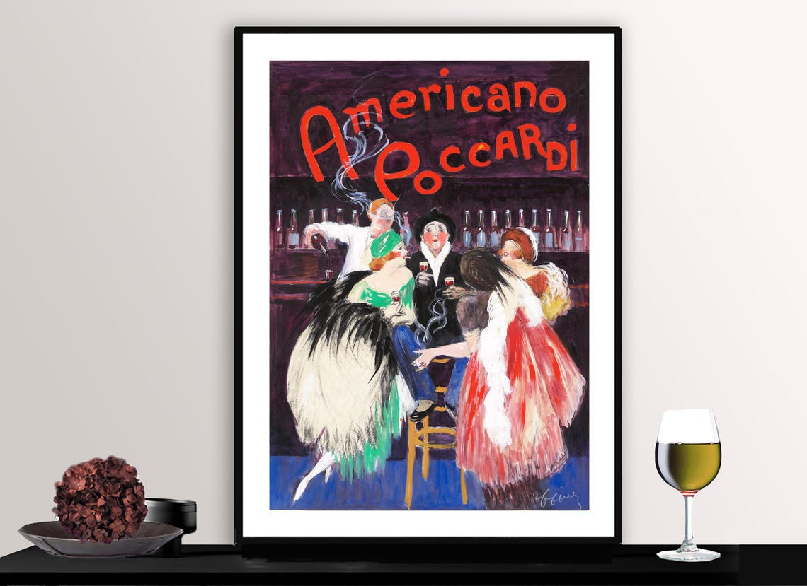 Americano Poccardi Vintage Italian Aperitif Bar Flapper Poster