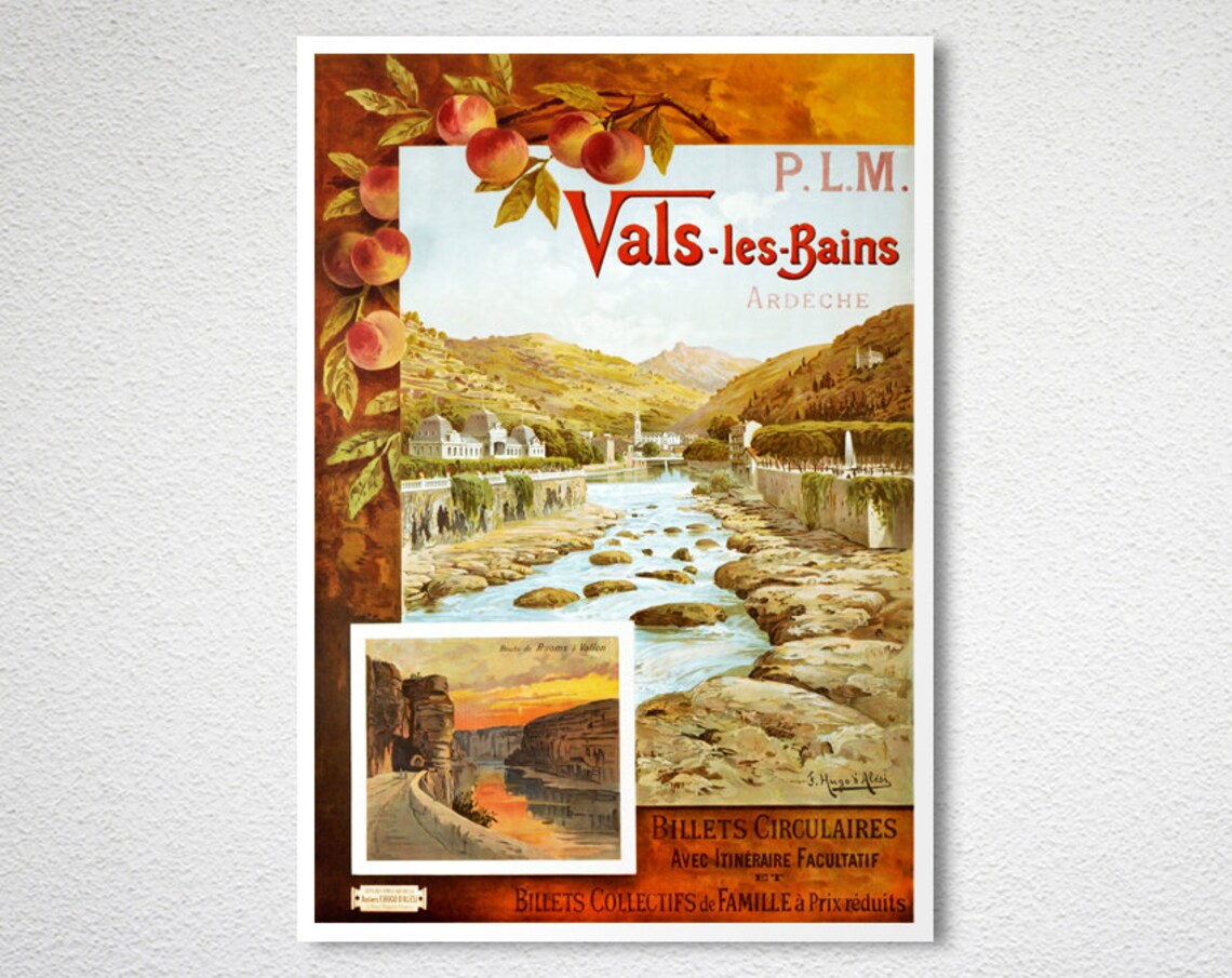 Vals Les Bains Vintage Travel Poster, France - Image 2