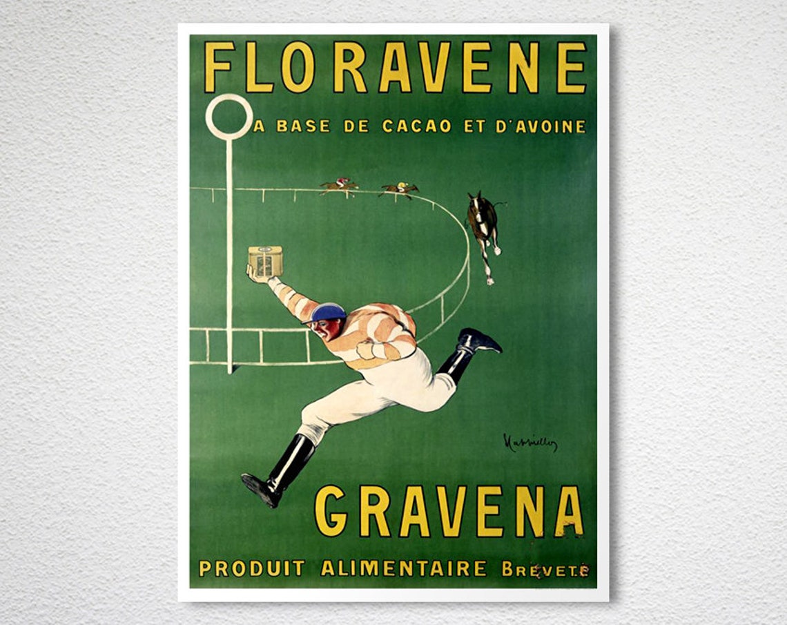 Floravene Cocoa Oat Drink Horse Racing Jockey Vintage Ad Poster - Image 2