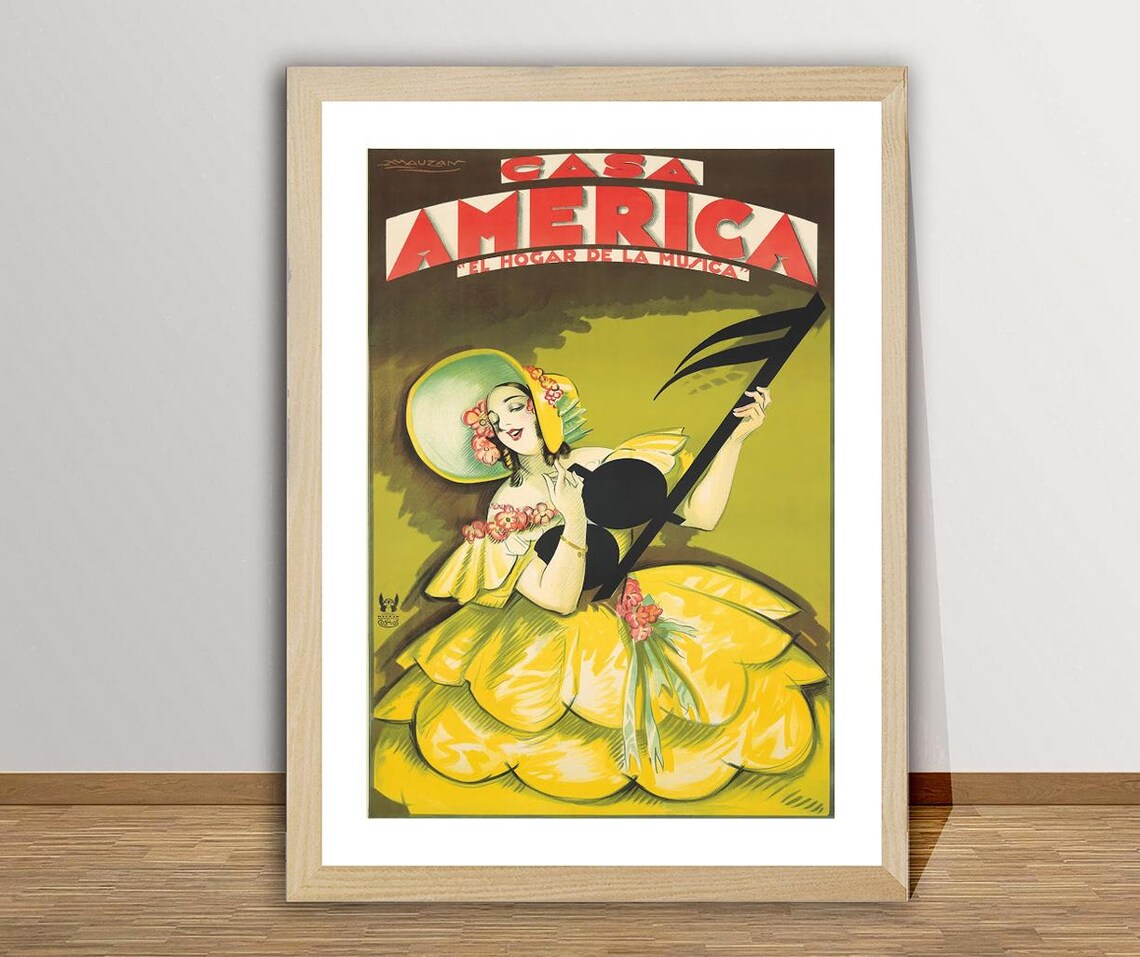 Casa America El Hogar De La Musica Lady Sheet Music Vintage Poster - Image 2