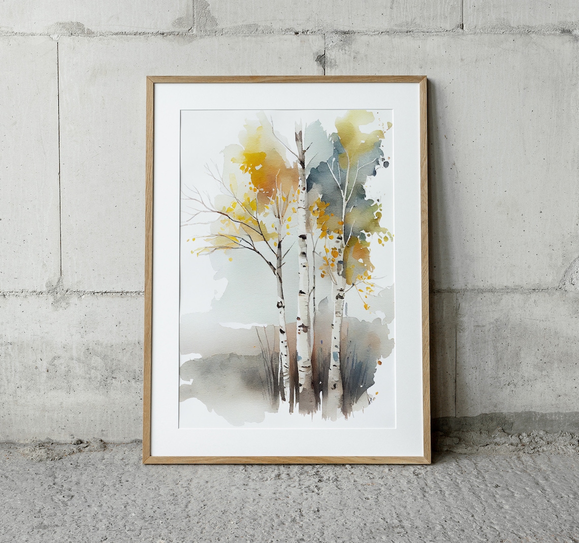 Birches Watercolor Forest Landscape Art Print - Image 5