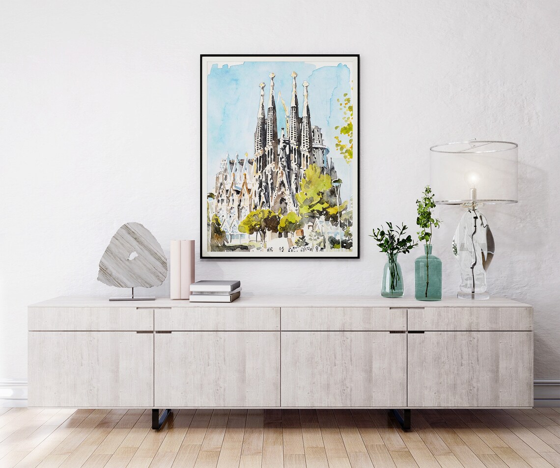 Barcelona Sagrada Familia Watercolor Travel Poster - Image 2