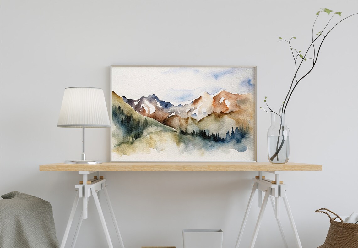 Rocky Mountains Colorado Watercolor Art Print - Image 2