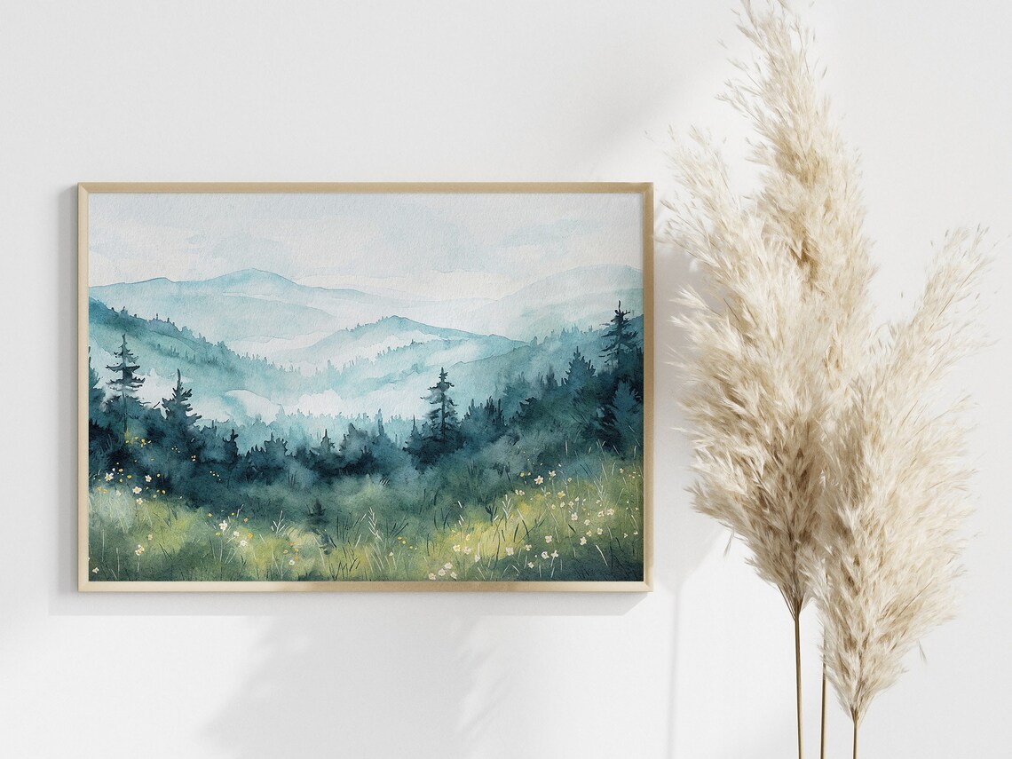 Blue Ridge Parkway Watercolor Landscape, Travel Poster - Image 4