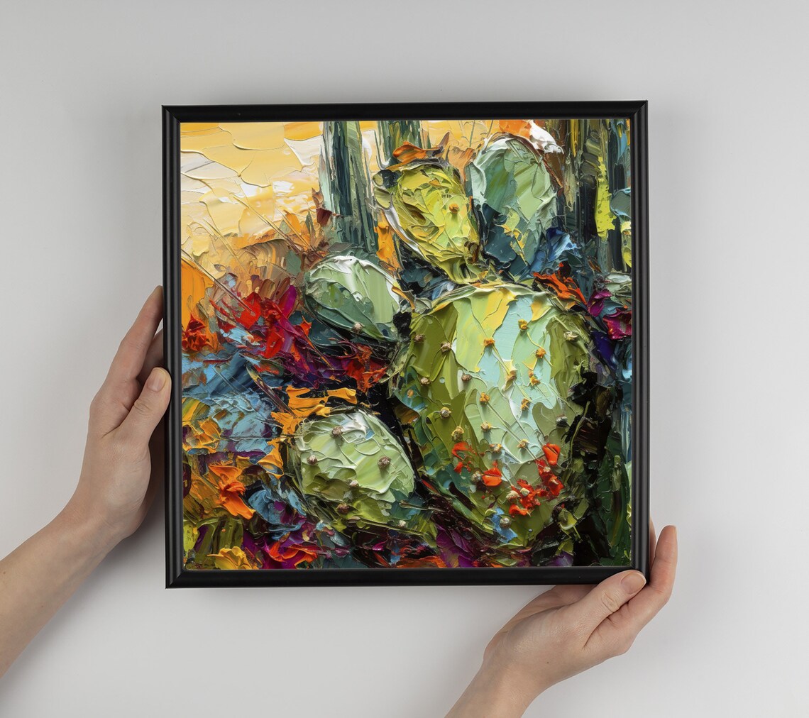 Saguaro National Park Cactus Oil Print, Botanical Art - Image 2