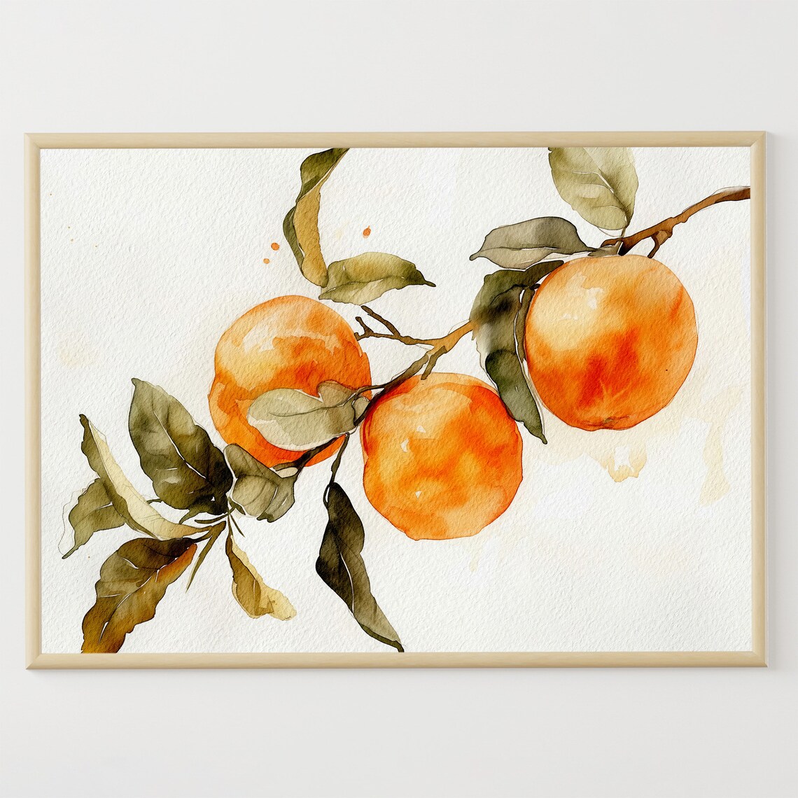 Orange Tree Watercolor Art Print, Botanical Kitchen Decor