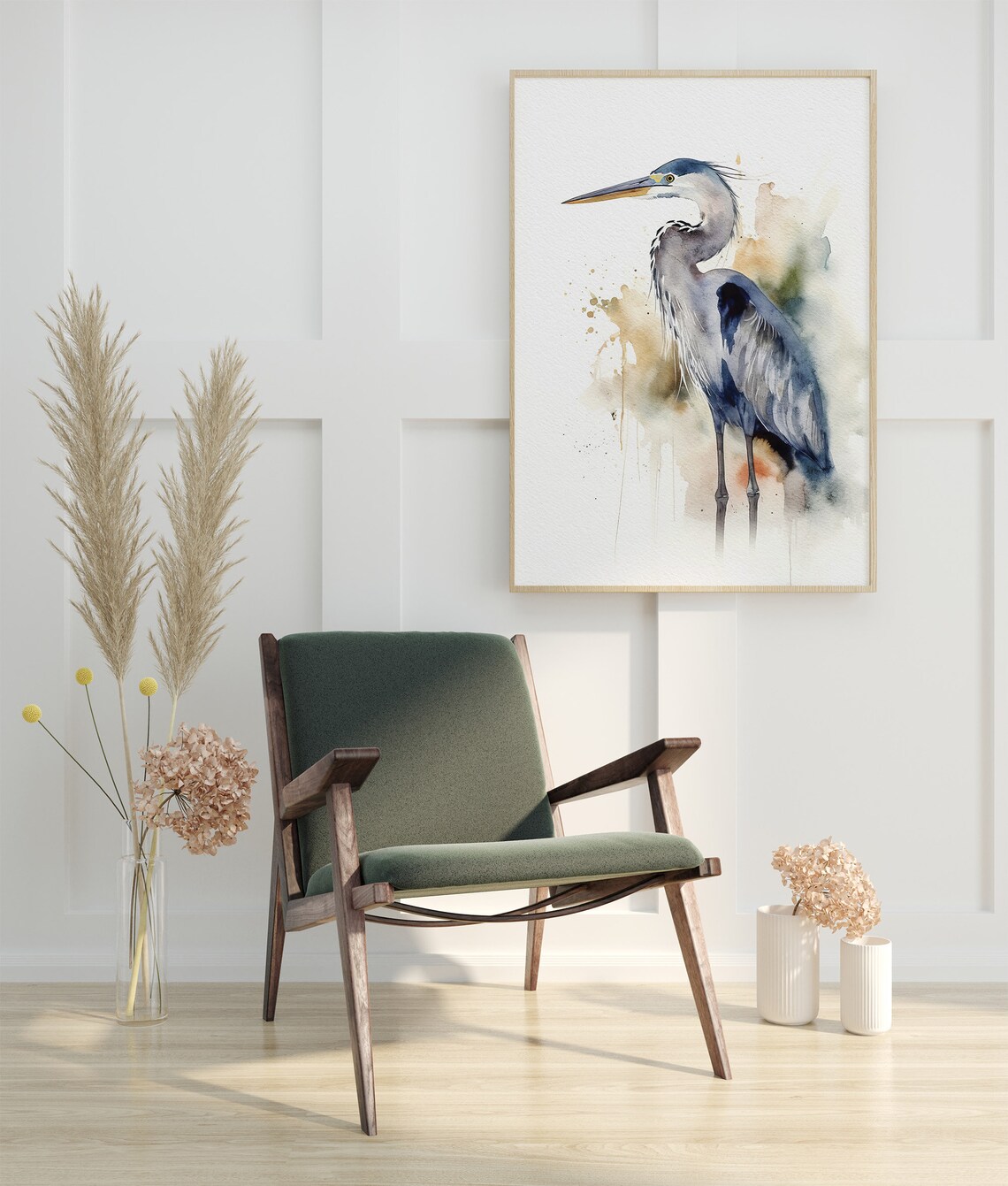 Great Blue Heron Watercolor Art Print, Coastal Bird - Image 4