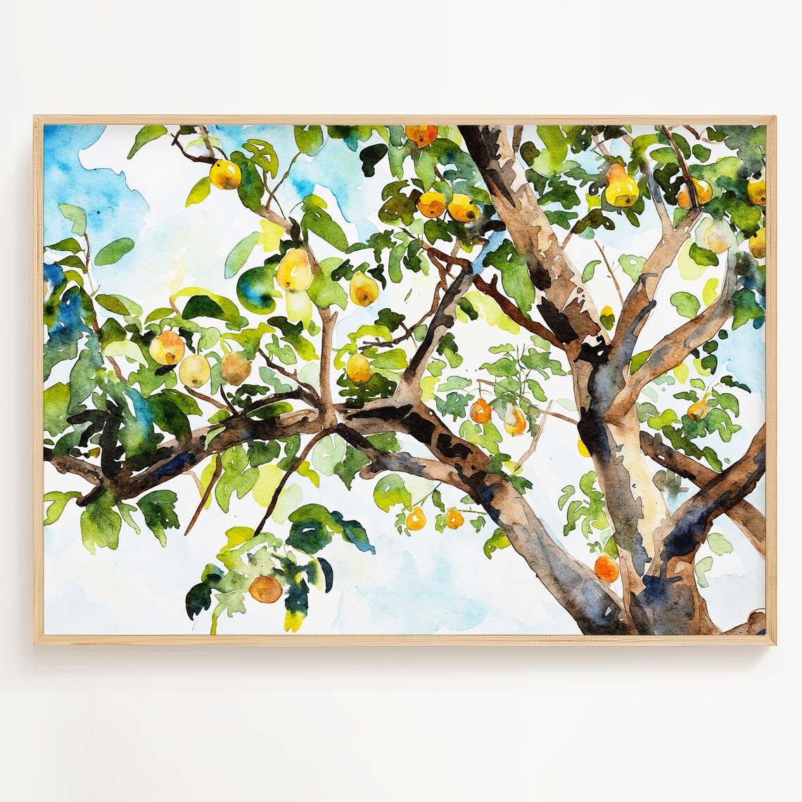 Pear Tree Watercolor Painting, Kitchen Wall Art