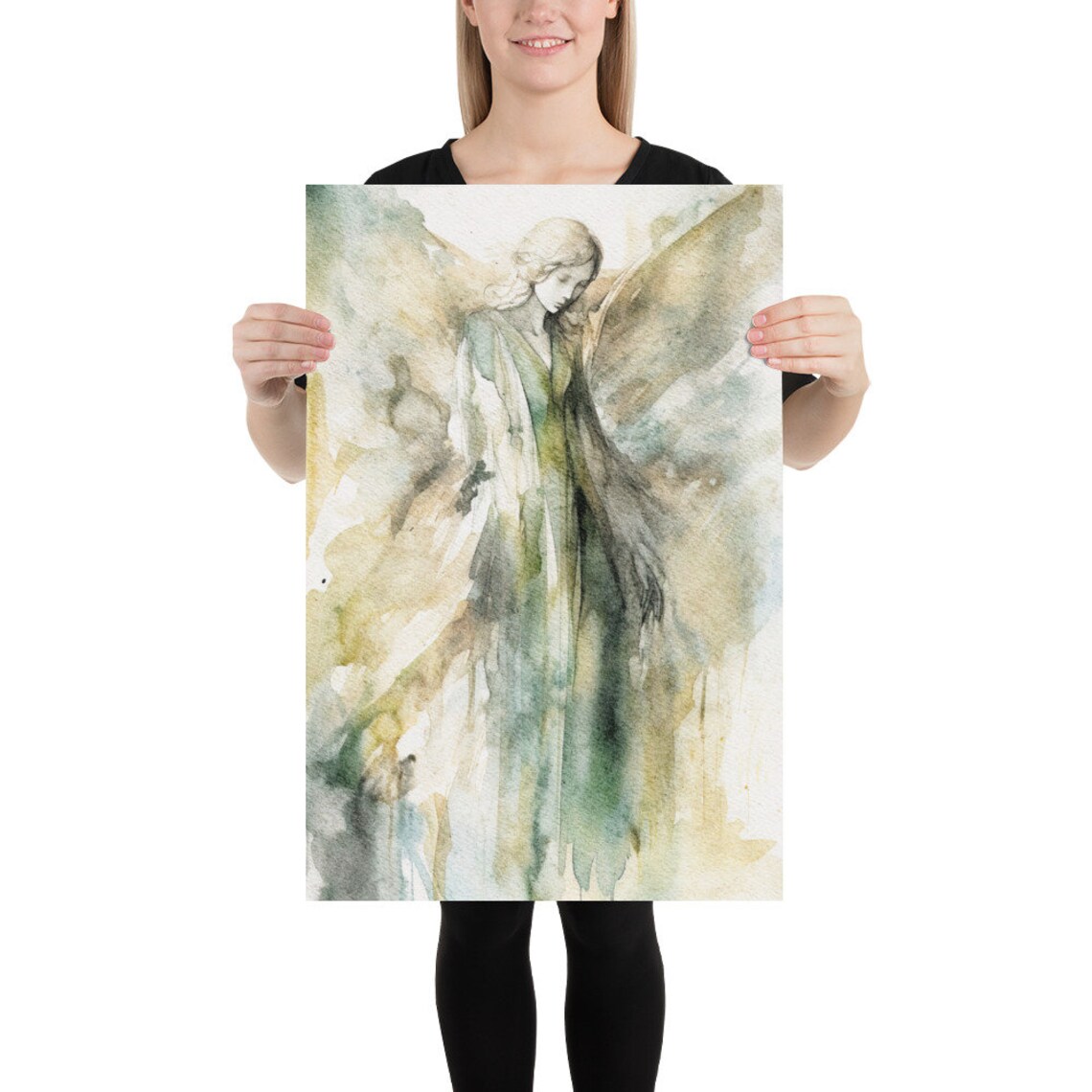 Angel Watercolor Art Print, Religious Wall Art - Image 2