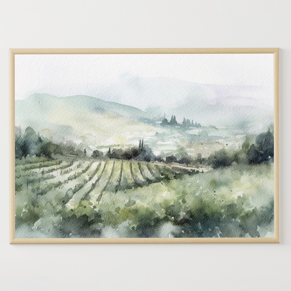 Napa Valley Watercolor Landscape, California Travel Poster