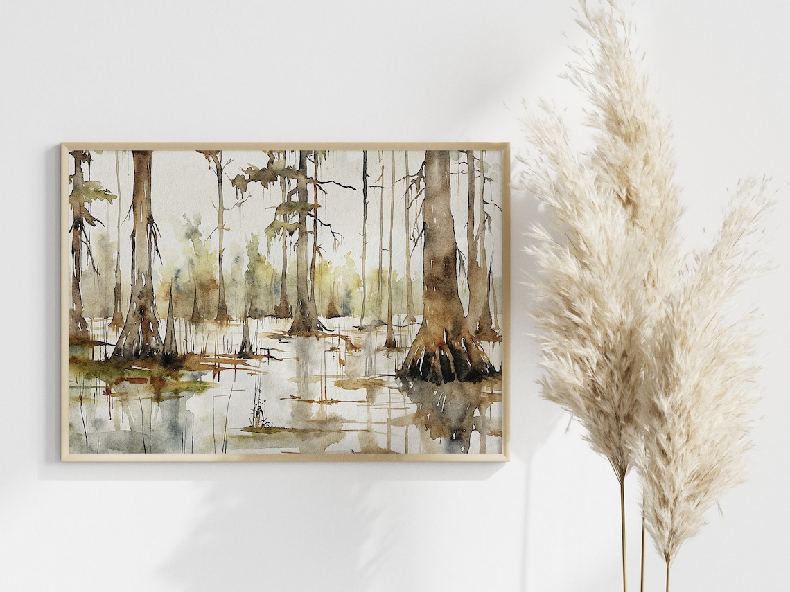 Louisiana Landscape Lake Martin Watercolor Art Print - Image 3