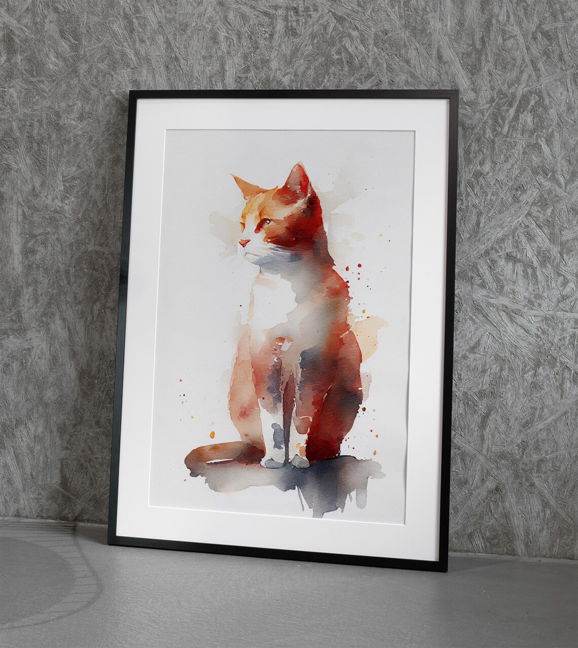 Ginger Orange Cat Watercolor Cute Sitting Kitty Pet Animal Art Poster - Image 4