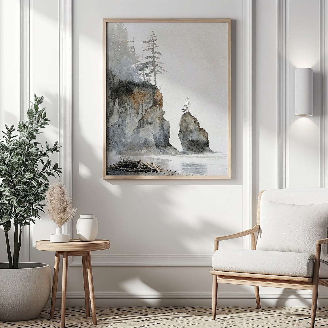 Oregon Coast Watercolor Art Print, Coastal Cliffs - Image 2