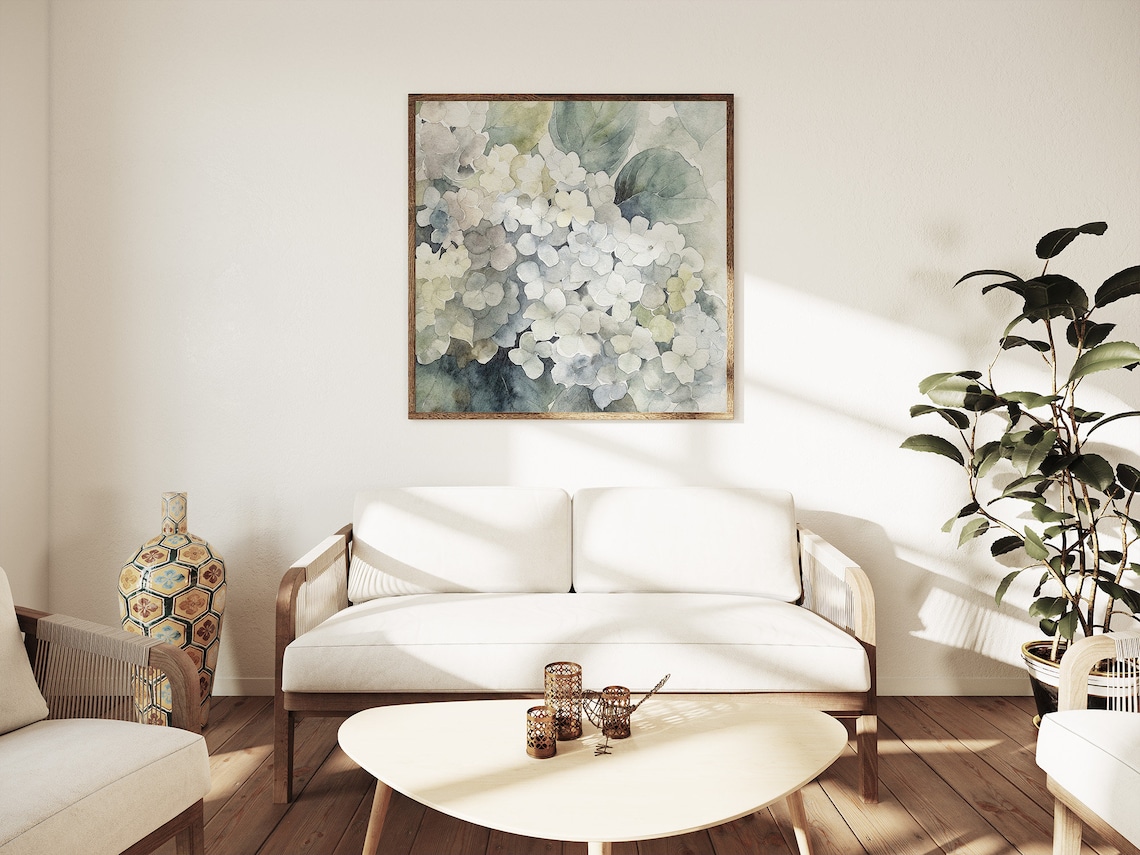 Blue Hydrangea Watercolor Floral Art Print - Image 5
