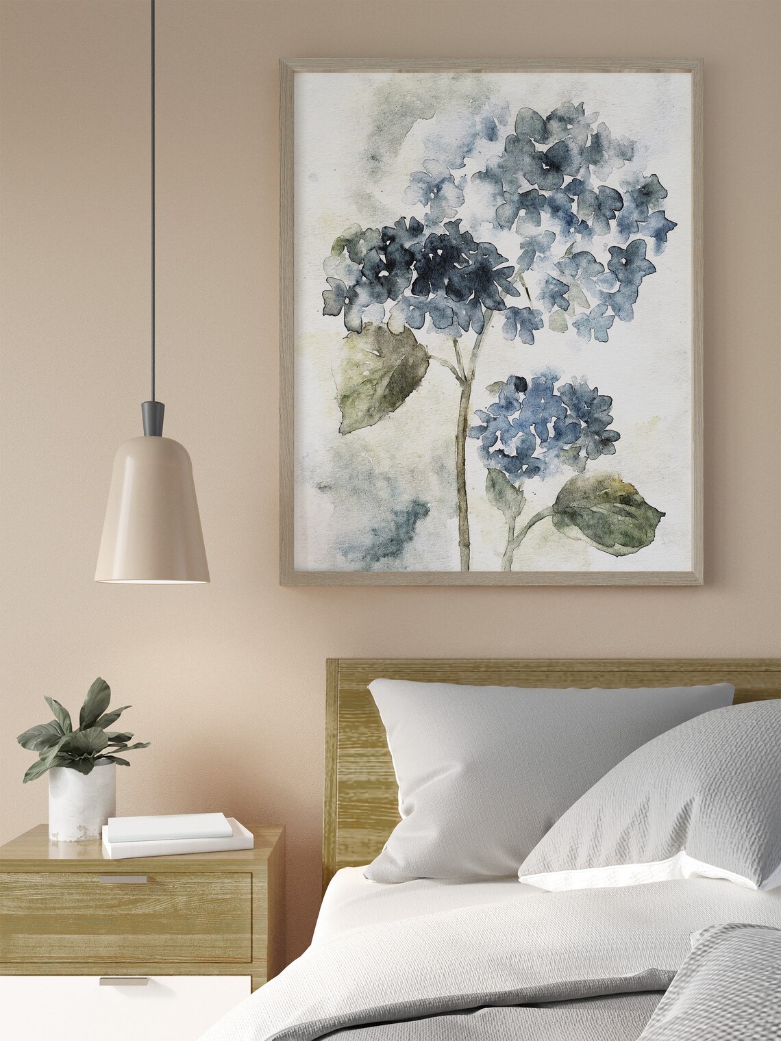 Hydrangea Watercolor Floral Art Print, Neutral Botanical - Image 2
