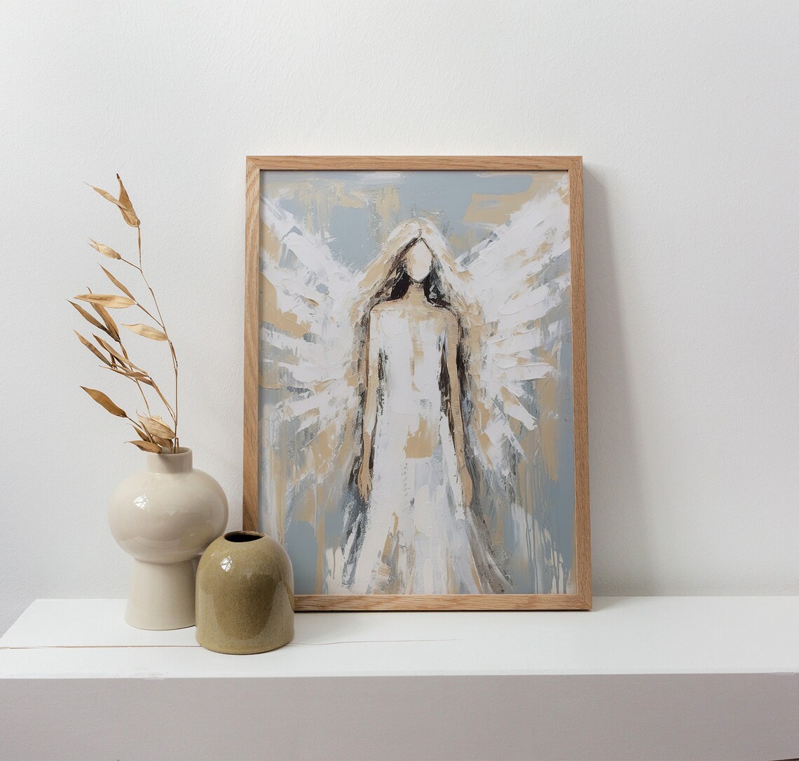 Abstract Angel Oil Painting Art Print, Guardian Angel - Image 4