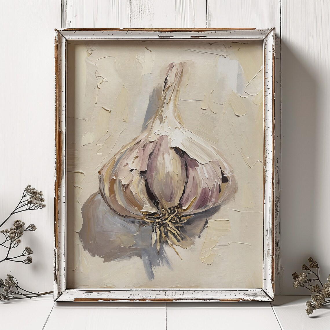 Garlic Bulb Oil Painting, Farmhouse Kitchen Art Print - Image 3