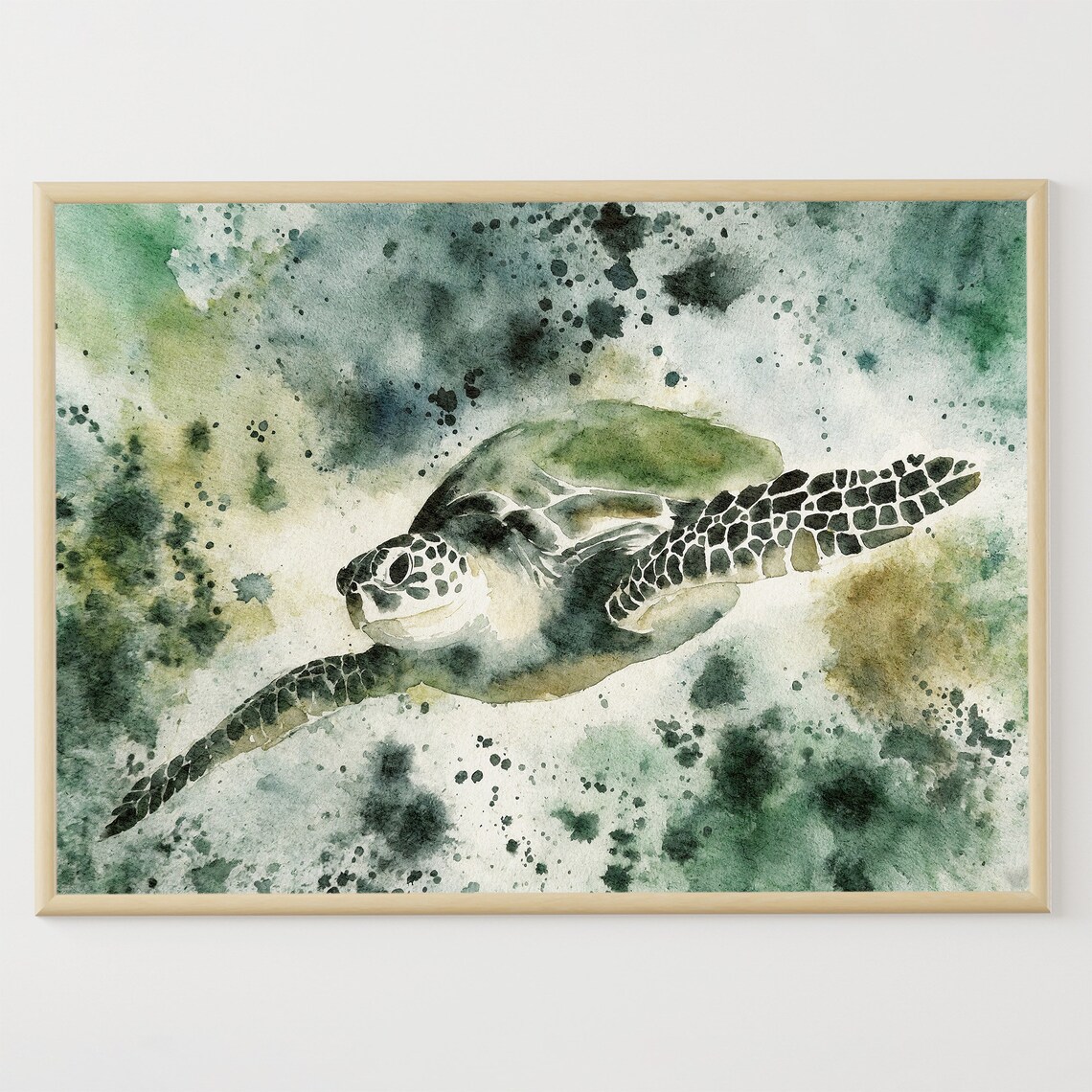 Sea Turtle Watercolor Art Print Sea Animal Painting Sea Life Wall Art Sea Nature Artwork Beach House Wall Decor