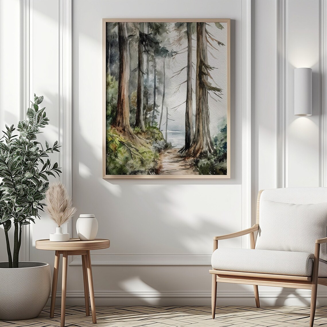 Oregon Forest Watercolor Art Print, Evergreen Pines - Image 5