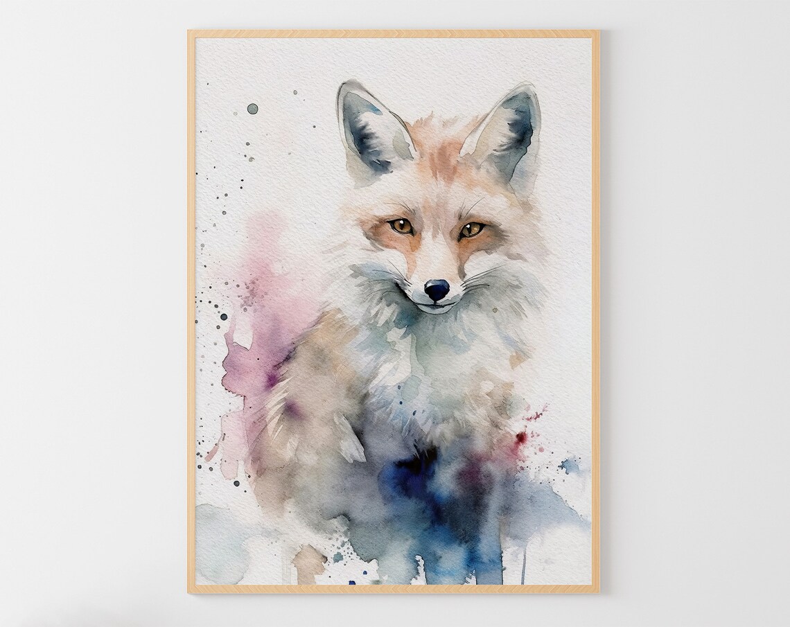 Fox Watercolor Animal Art Print for Nursery Walls