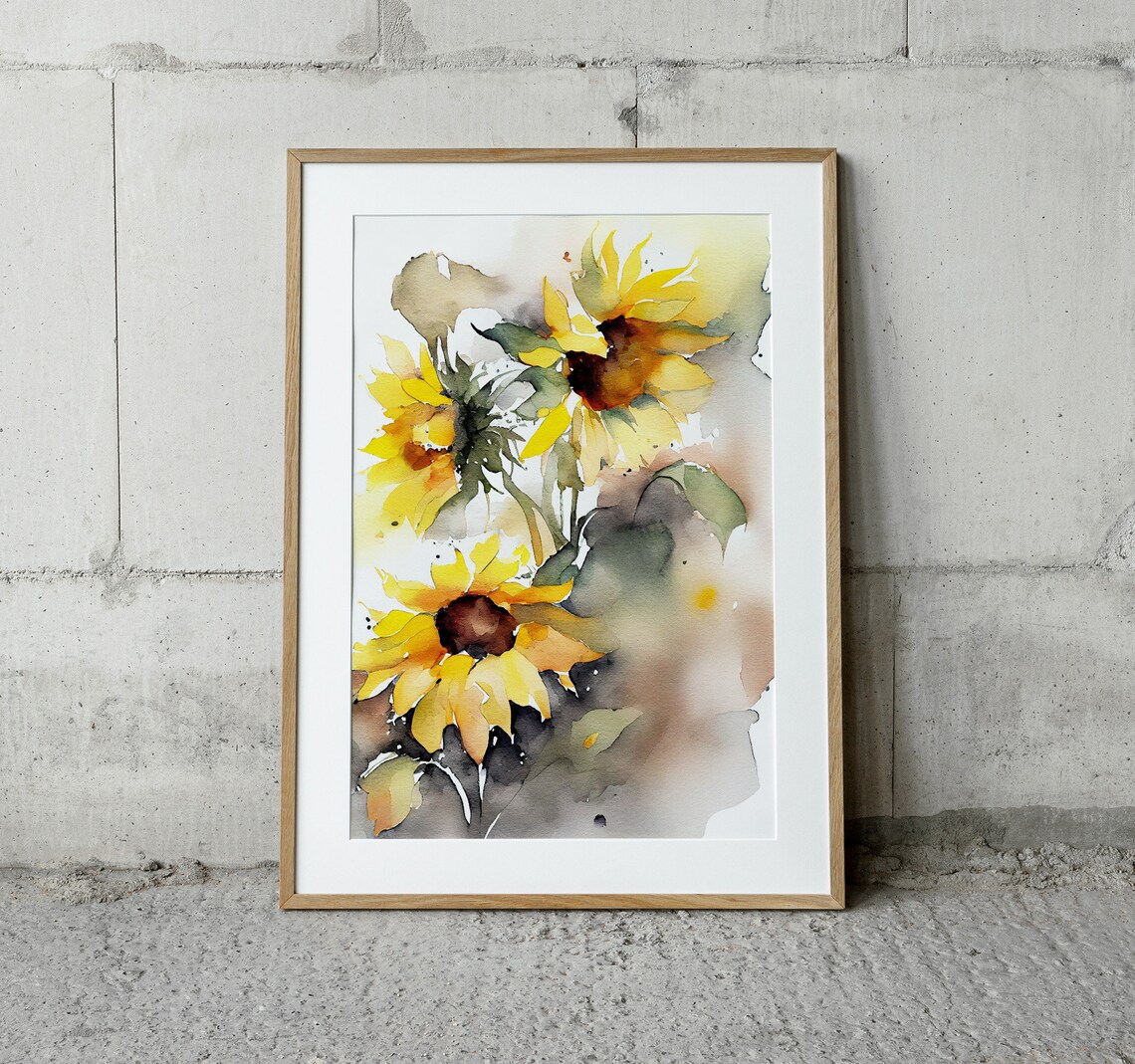 Sunflowers Watercolor Floral Art Print, Botanical - Image 3