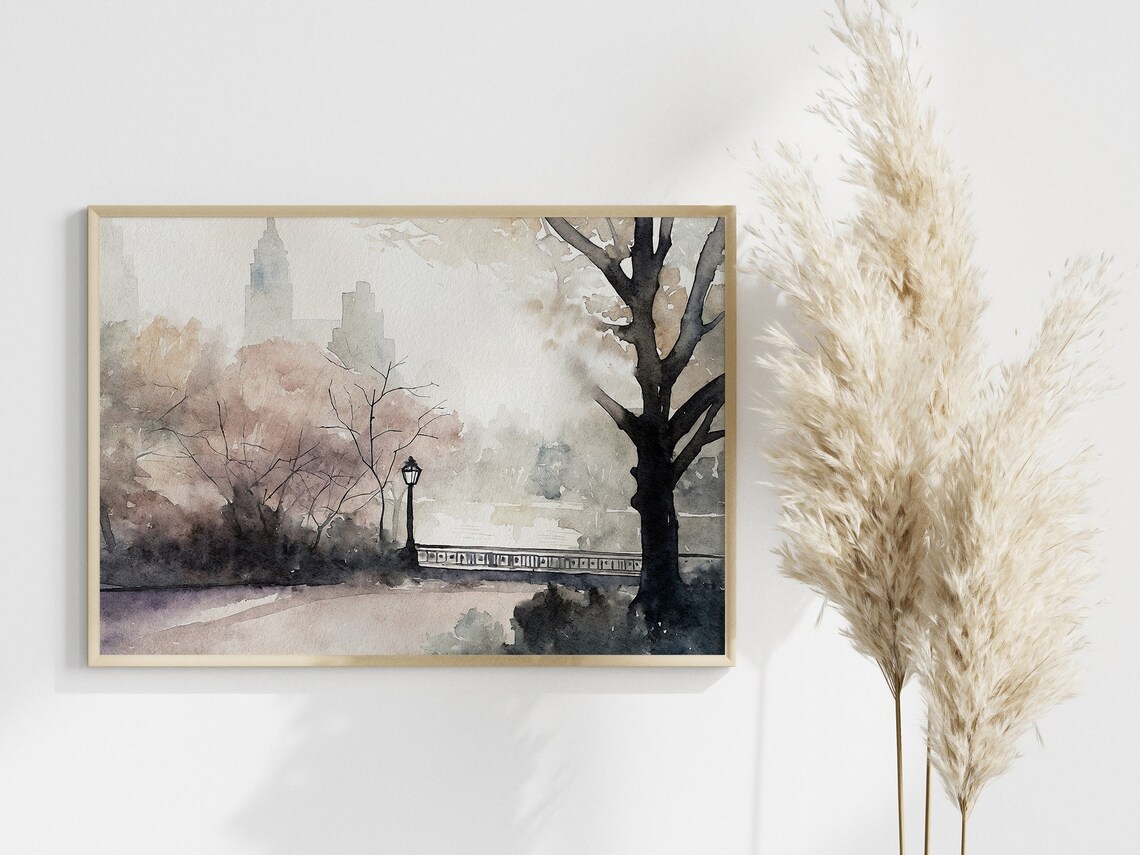 New York Cityscape Watercolor Travel Poster, Central Park - Image 4